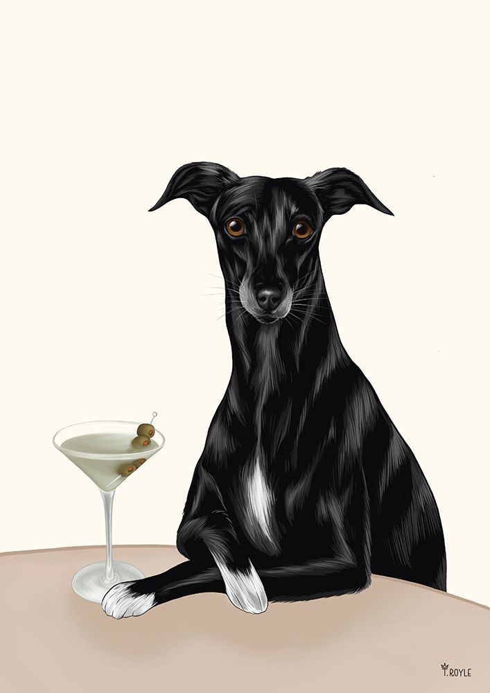 Classy Greyhound with Martini art print by Tara Royle for $57.95 CAD