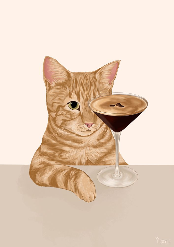 Ginger Cat with Espresso Martini Cocktail art print by Tara Royle for $57.95 CAD