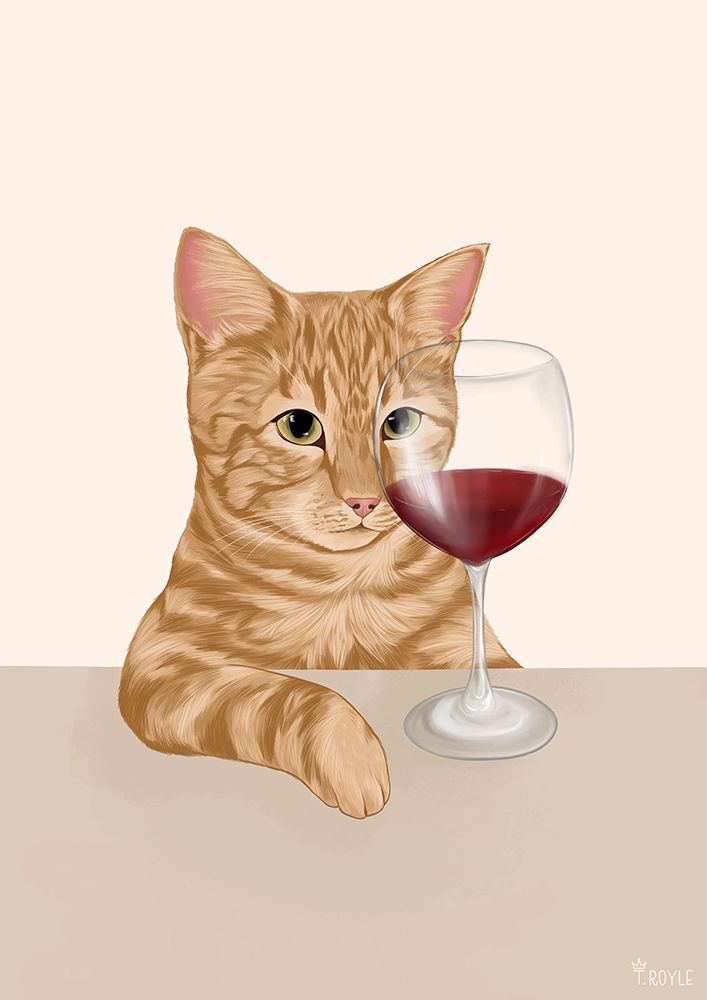 Wine Cat art print by Tara Royle for $57.95 CAD