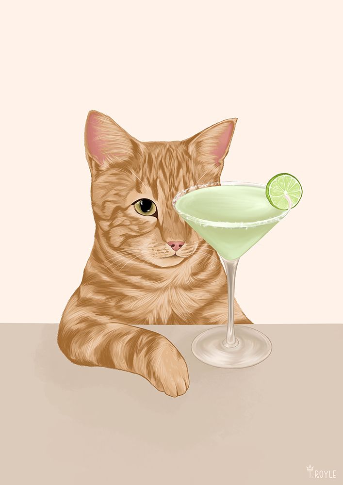 Ginger Cat with Margarita Cocktail art print by Tara Royle for $57.95 CAD