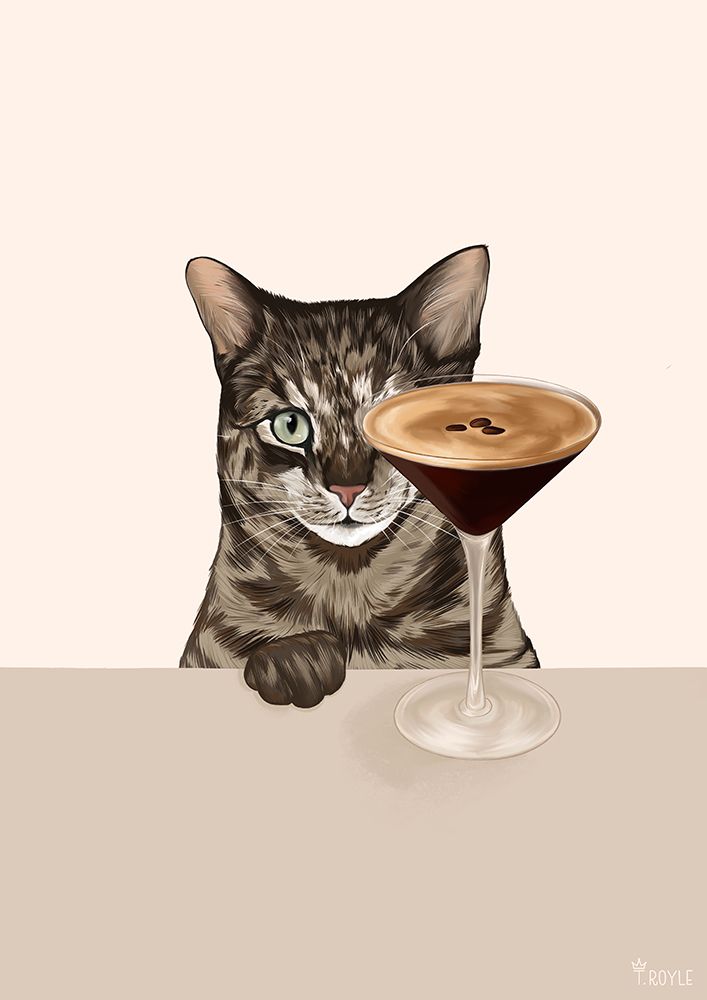 Tabby Cat with Espresso Martini Cocktail art print by Tara Royle for $57.95 CAD