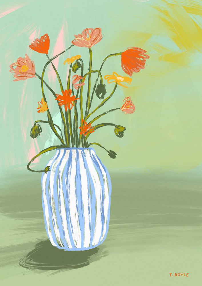 The Striped Blue Vase art print by Tara Royle for $57.95 CAD