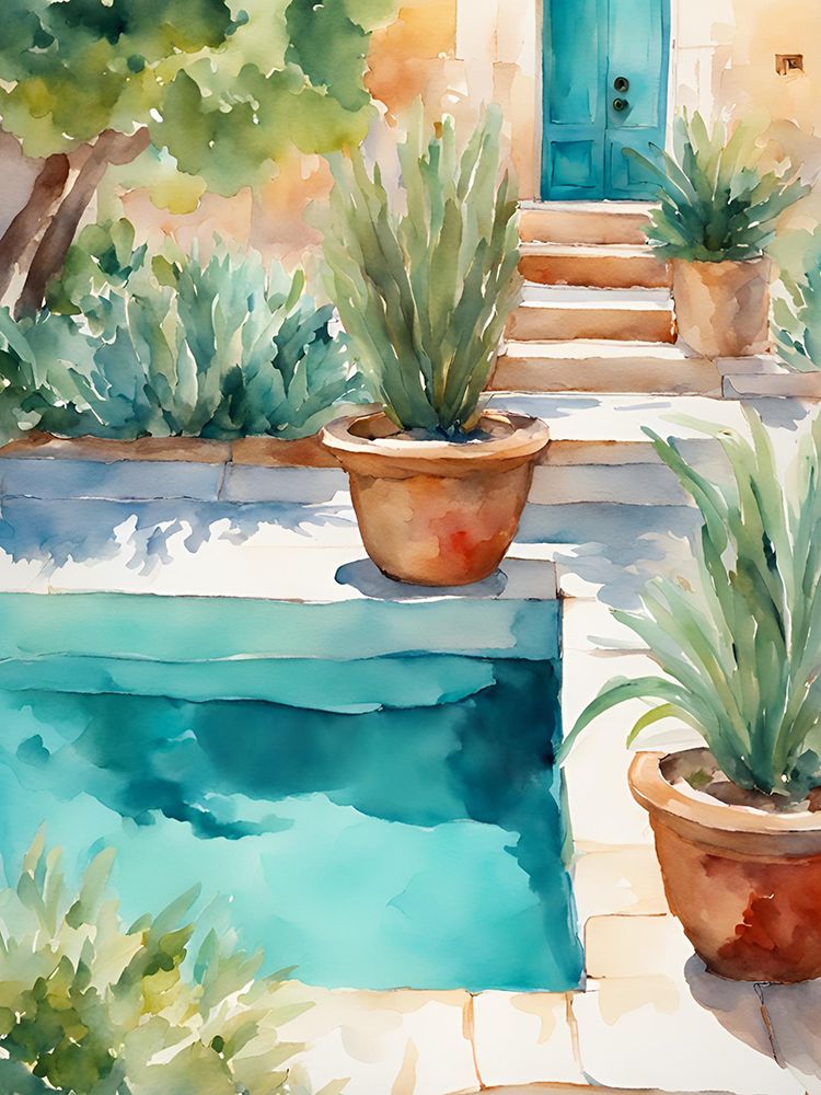 Pool with plants art print by Ohkimiko for $57.95 CAD