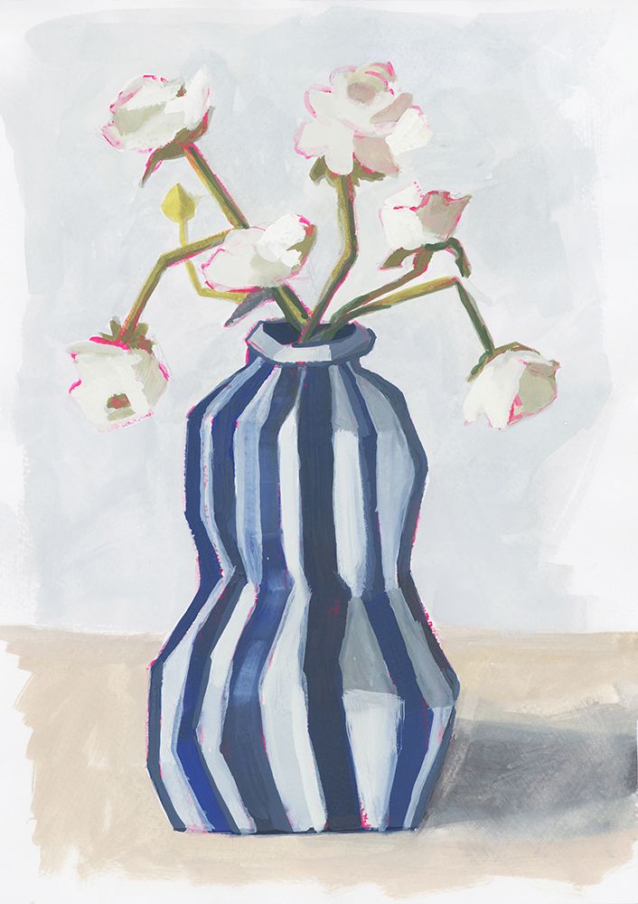 Flowers in a striped vase II art print by Lucrecia Caporale for $57.95 CAD