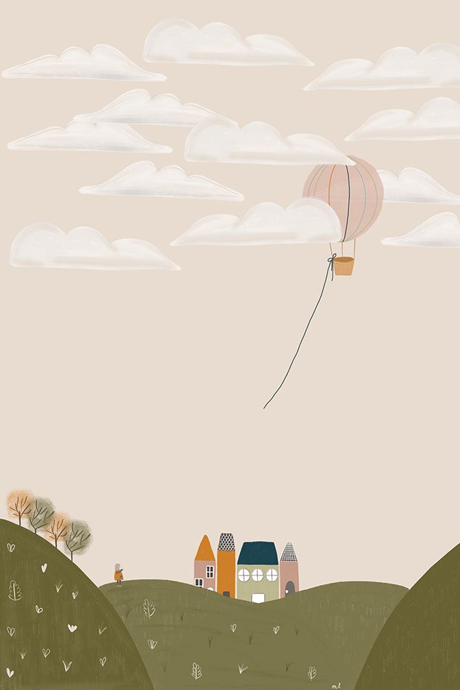 Pink Hot Air Balloon 24x36 art print by Menina Lisboa for $57.95 CAD
