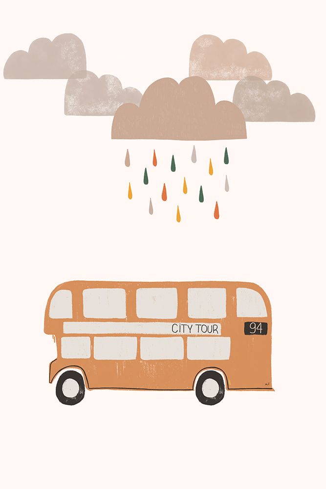 Orange Bus 24x36 art print by Menina Lisboa for $57.95 CAD