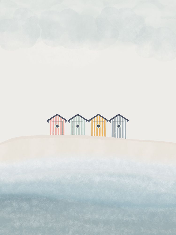 Beach Cabins 18x24 art print by Menina Lisboa for $57.95 CAD