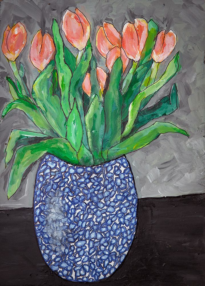 Tulips In Blue Vase (1) art print by Hefer and Dale for $57.95 CAD