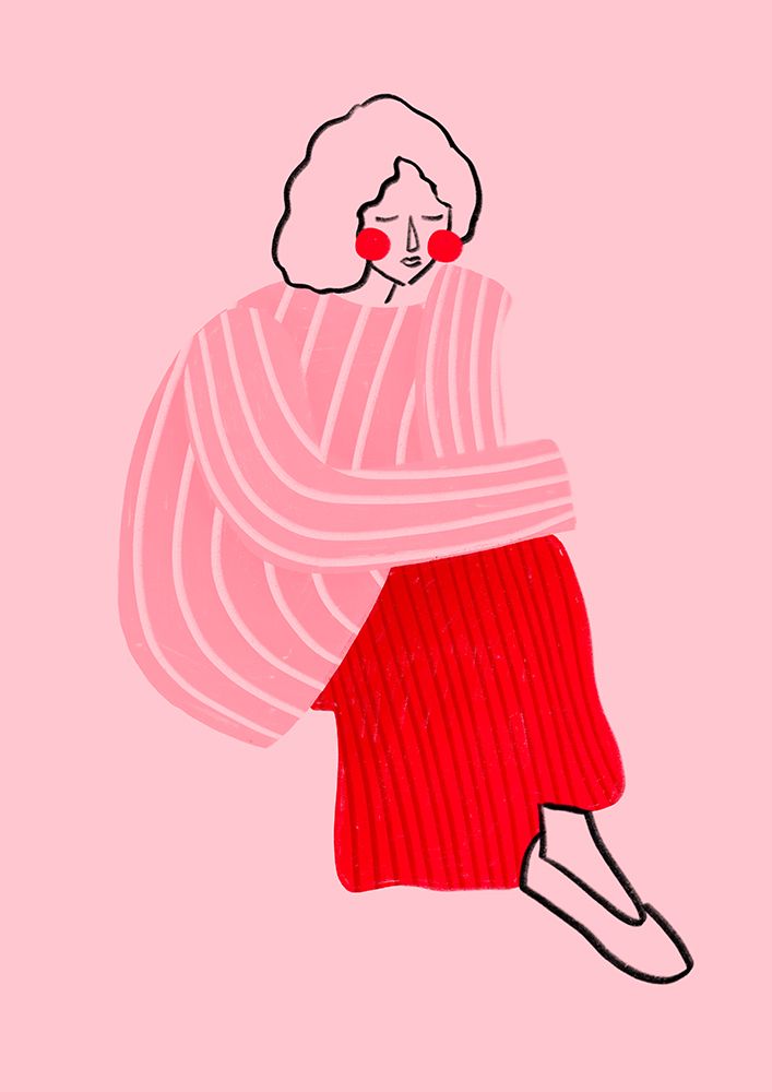 Pink and Red Line Lady art print by Bea Muller for $57.95 CAD