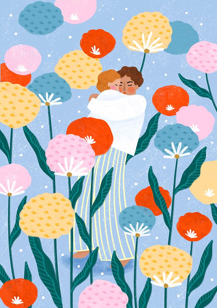 Mother and Child Amongst Flowers art print by Bea Muller for $57.95 CAD