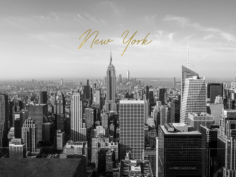 Newyorktopoftherock2017typebwgold art print by Grace Digital Art for $57.95 CAD