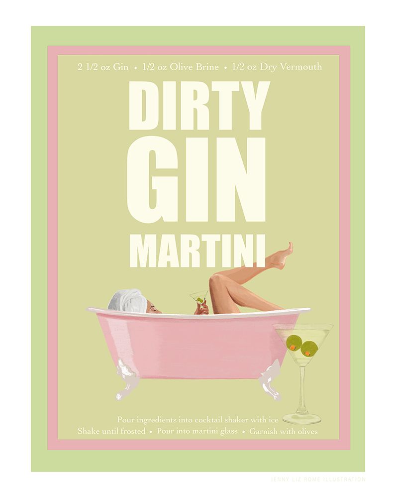 Jlr Cocktails- Dirty Gin Martini art print by Jenny Liz Rome for $57.95 CAD