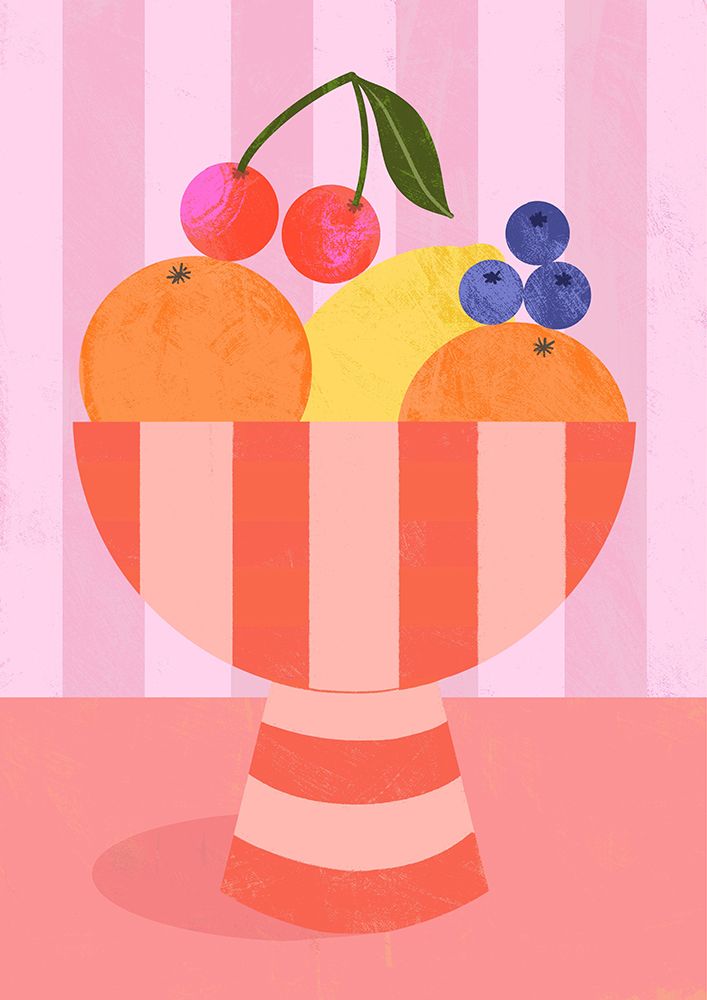 Fruit in Striped Bowl art print by Melissa Donne for $57.95 CAD