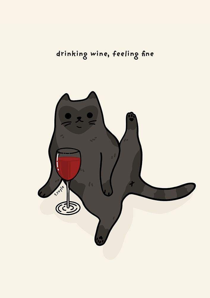 Drinking wine and feeling fine art print by Tara Royle for $57.95 CAD