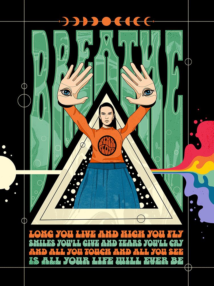 Breathe Lyrics Psychedelic art print by Retrodrome for $57.95 CAD