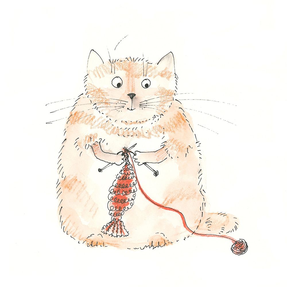 Cat Knitting art print by Isabelle Brent for $57.95 CAD