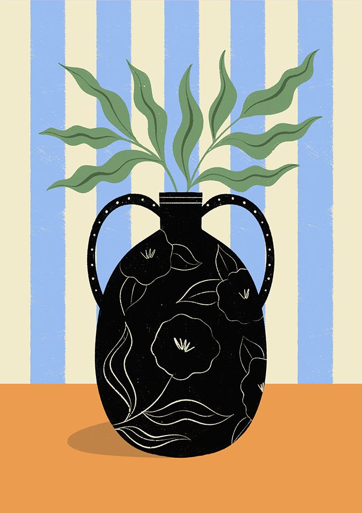 Leaves in Patterned Vase art print by Melissa Donne for $57.95 CAD