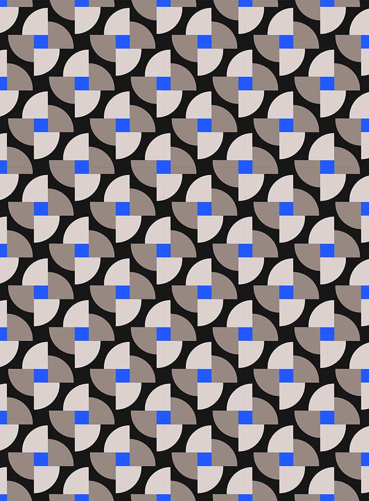 Fluger Pattern In Black And Blue Stylish Minimal Wallpaper Pattern art print by The Blue Horse for $57.95 CAD