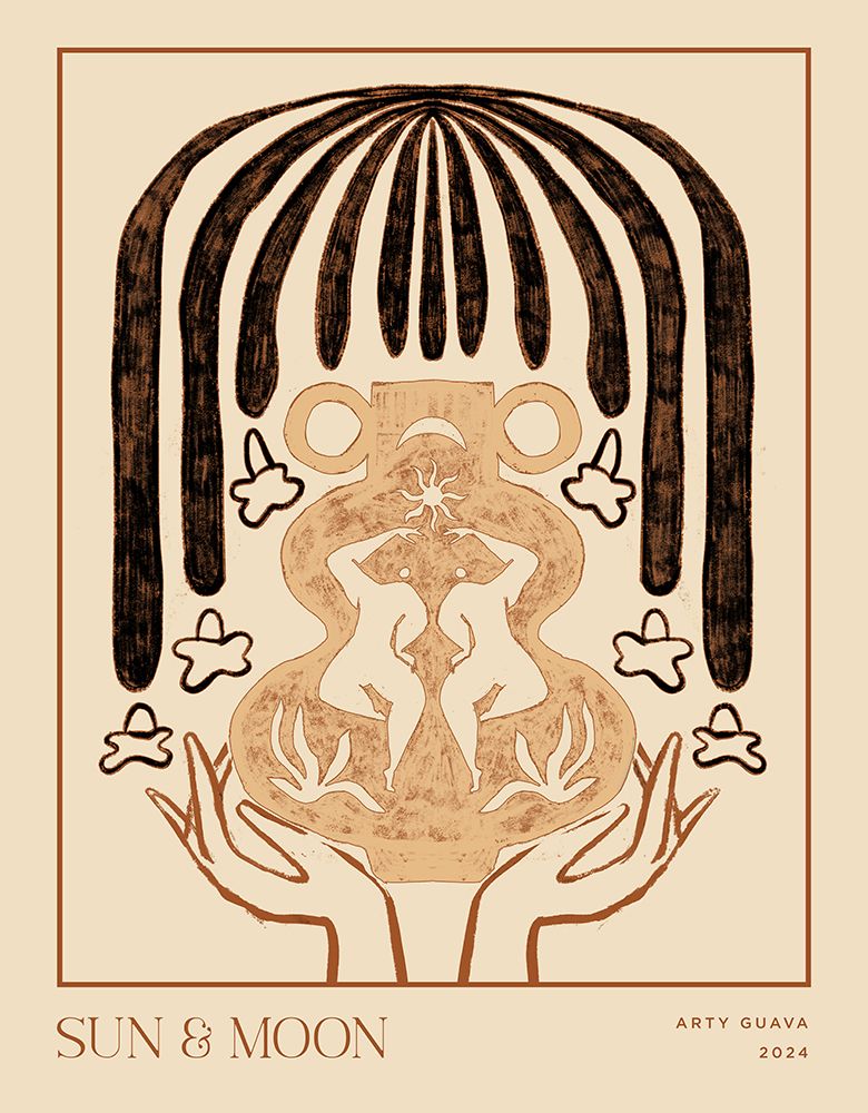 Vessel Collection : Sun a Moon (LineArt) art print by Arty Guava for $57.95 CAD