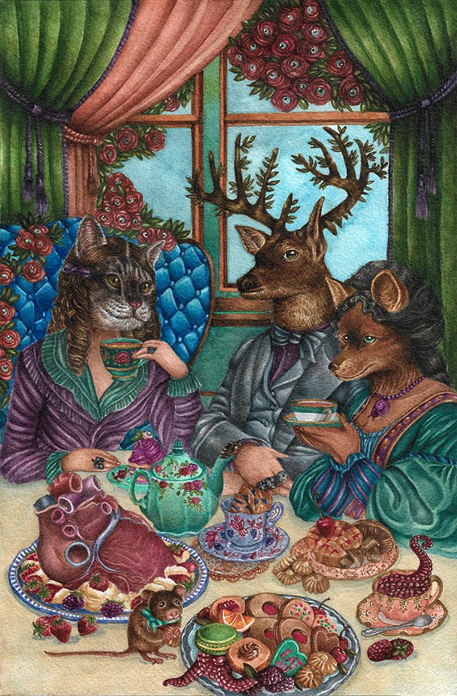 Animal Tea Party art print by Nicole Bustamante for $57.95 CAD