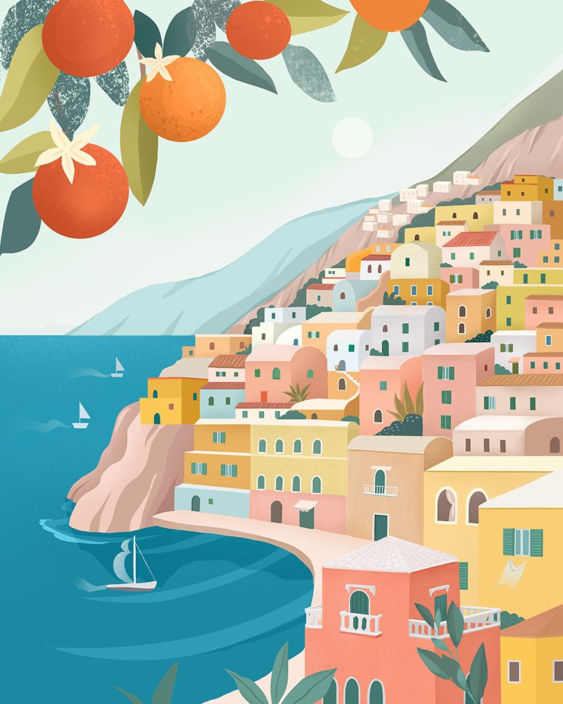 Positano Coast Italy art print by Petra Lizde for $57.95 CAD