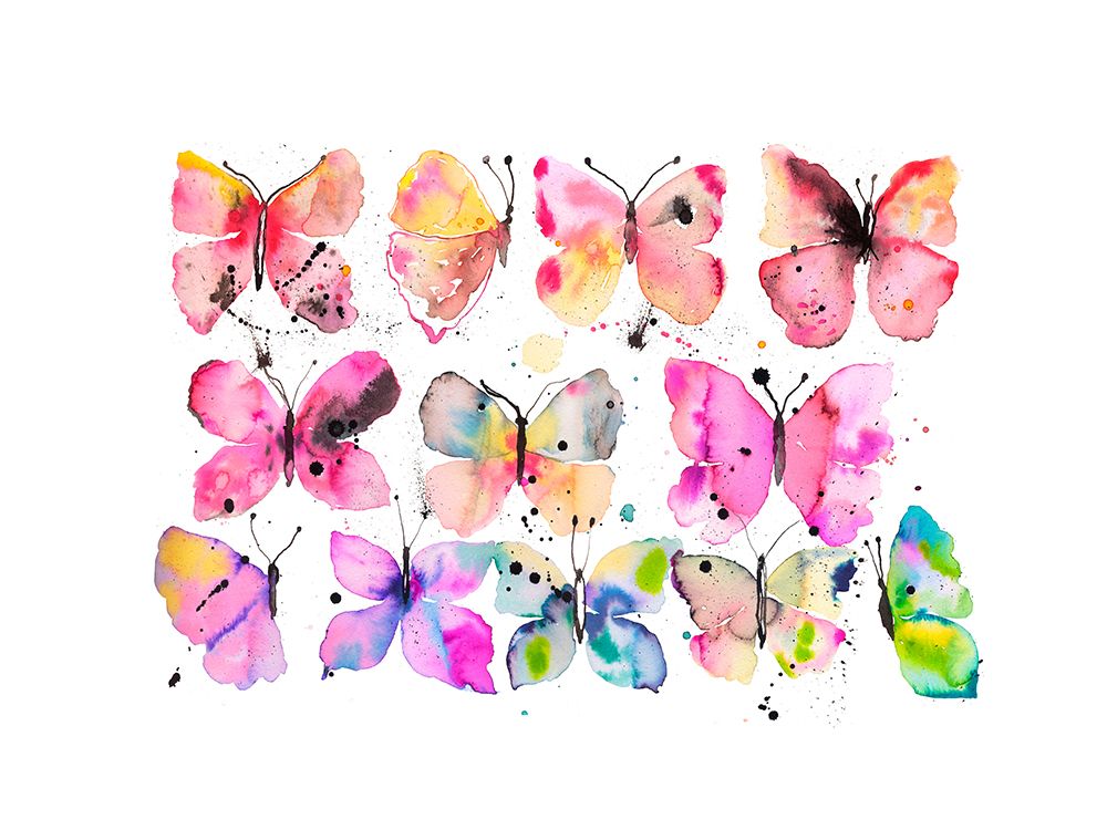 Butterflies Splatter Watercolor art print by Ninola Design for $57.95 CAD