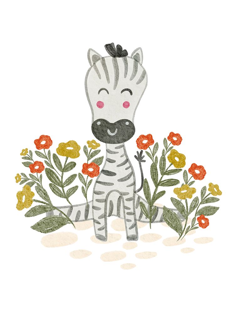 Zebra in floral garden art print by Nikita Jariwala for $57.95 CAD