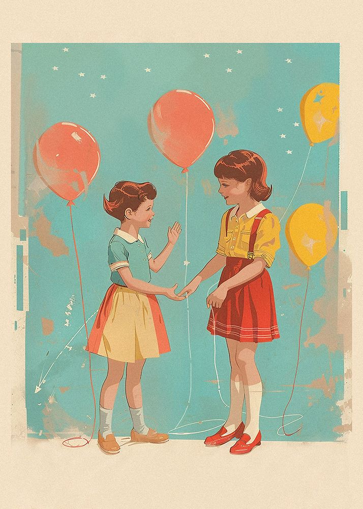 Retro kids at party art print by Pictufy Studio for $57.95 CAD