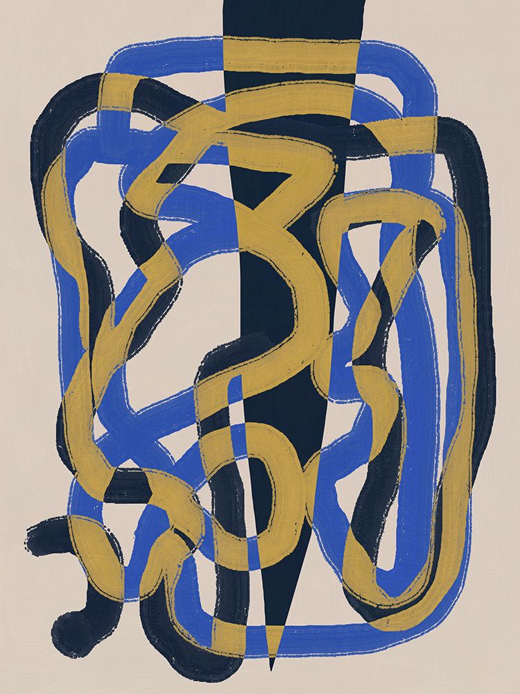 Abstract line deco blue and yellow art print by Little Dean for $57.95 CAD