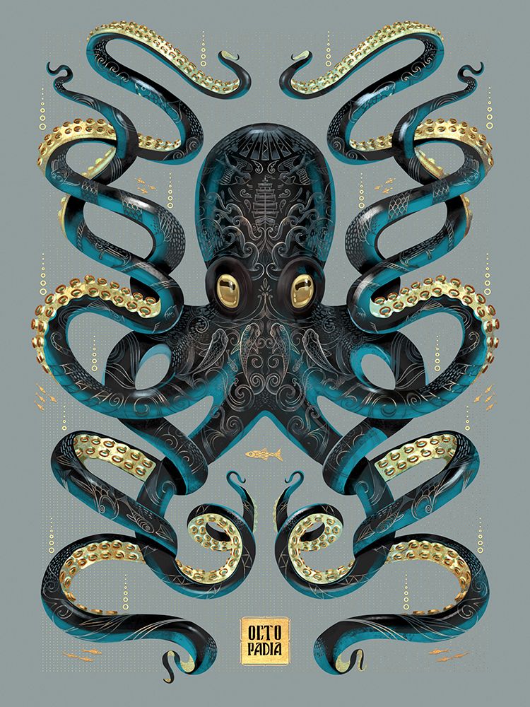 Octopus Black a Gold art print by Mark Harrison for $57.95 CAD