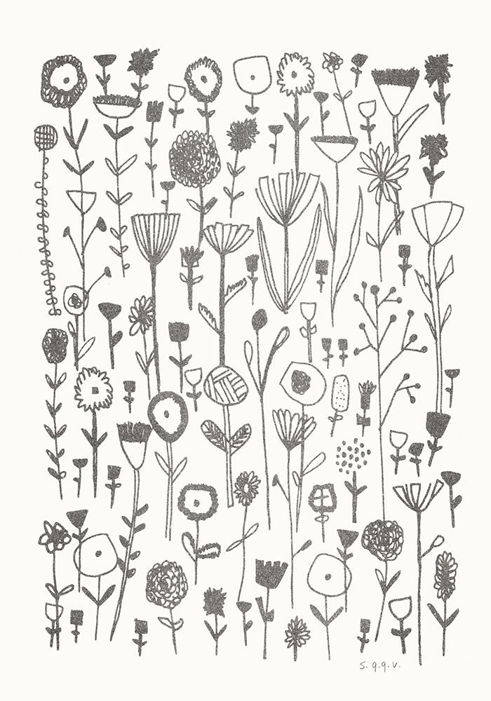 Flowerfield Riso Grey art print by Silvia Visscher for $57.95 CAD