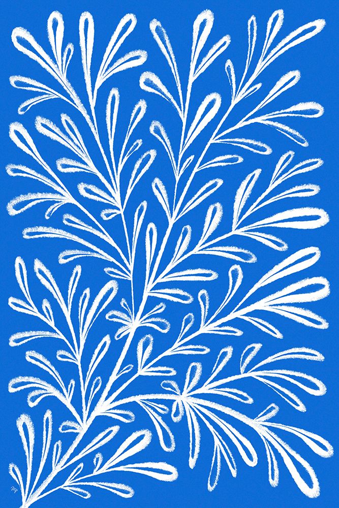 Blue White Plant art print by Martina for $57.95 CAD