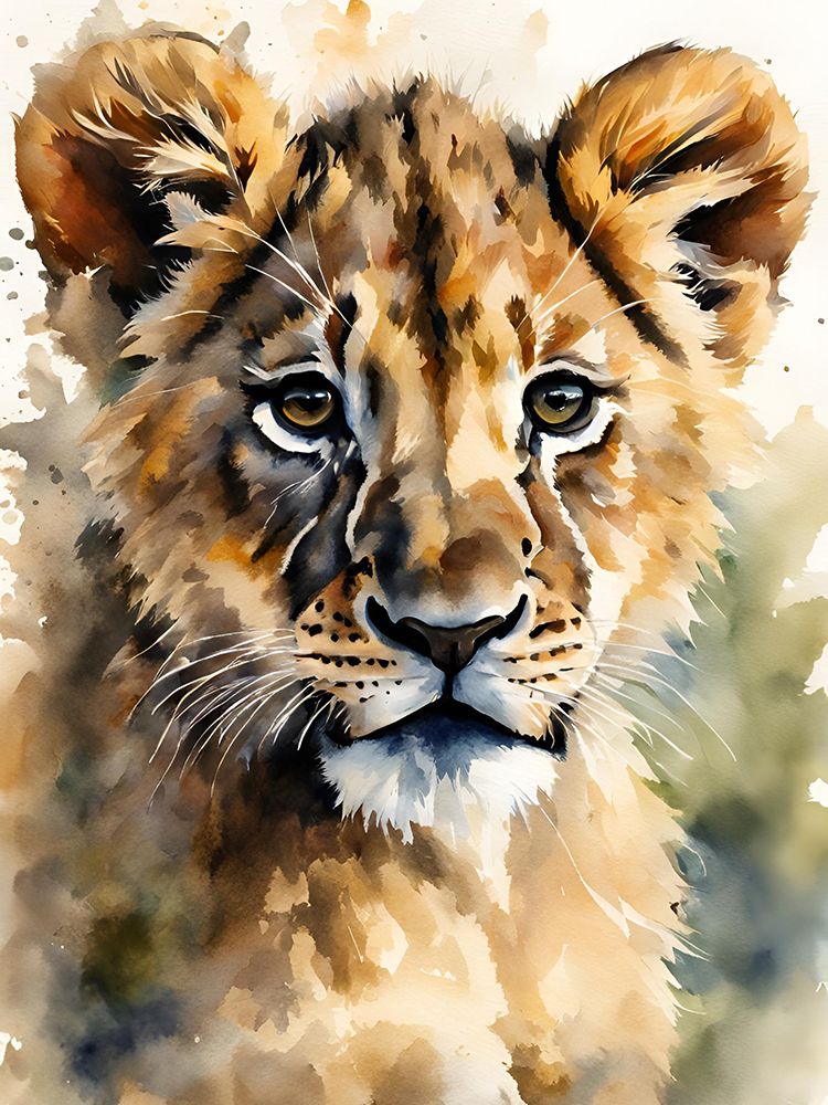 Little Lion Aquarell art print by Ohkimiko for $57.95 CAD