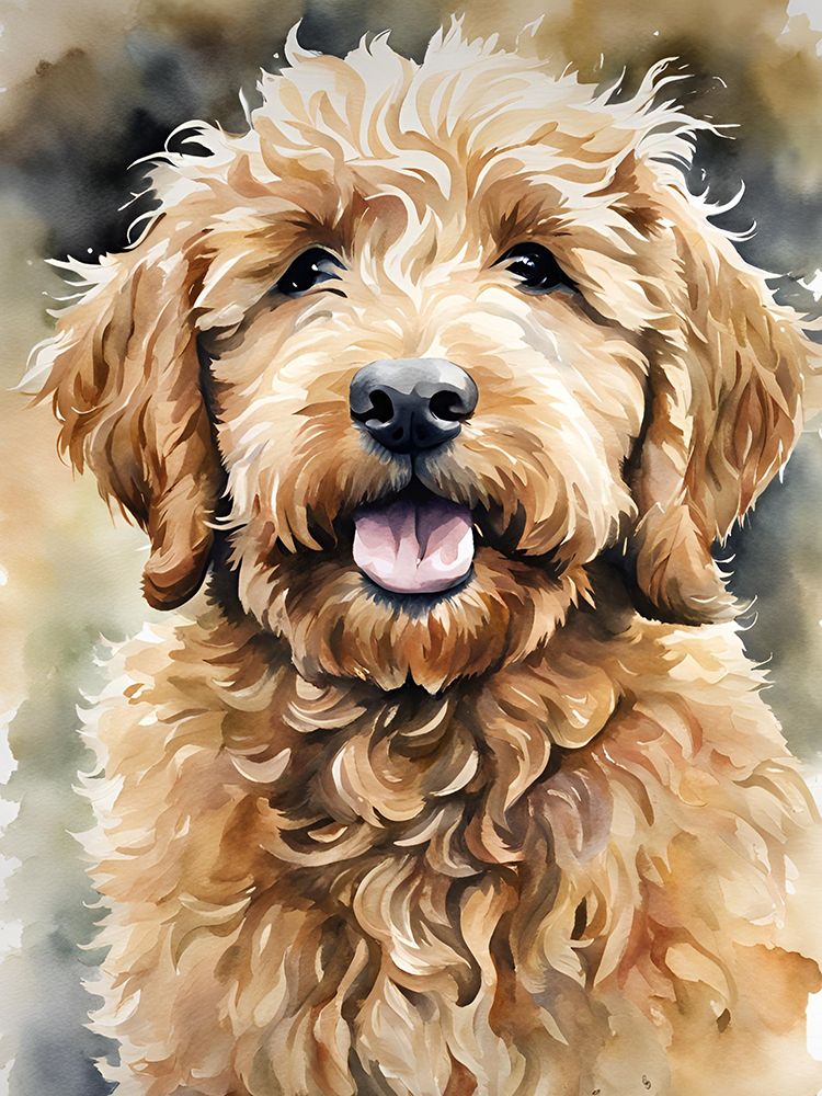 Golden Doodle Aquarell art print by Ohkimiko for $57.95 CAD