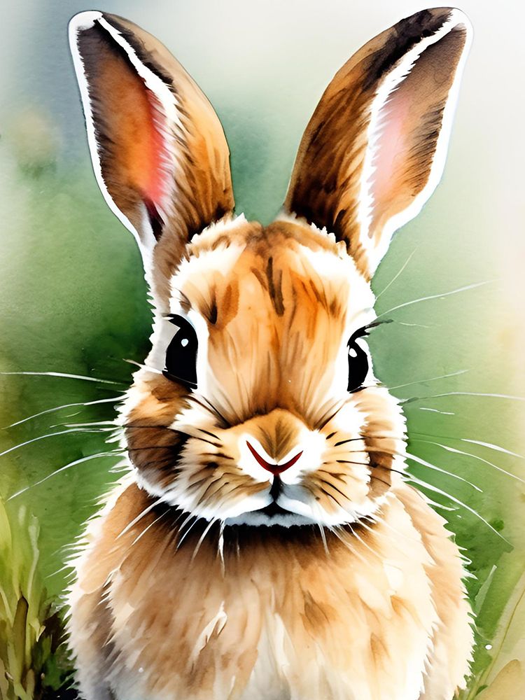 Little Rabbit in grass Aquarell art print by Ohkimiko for $57.95 CAD