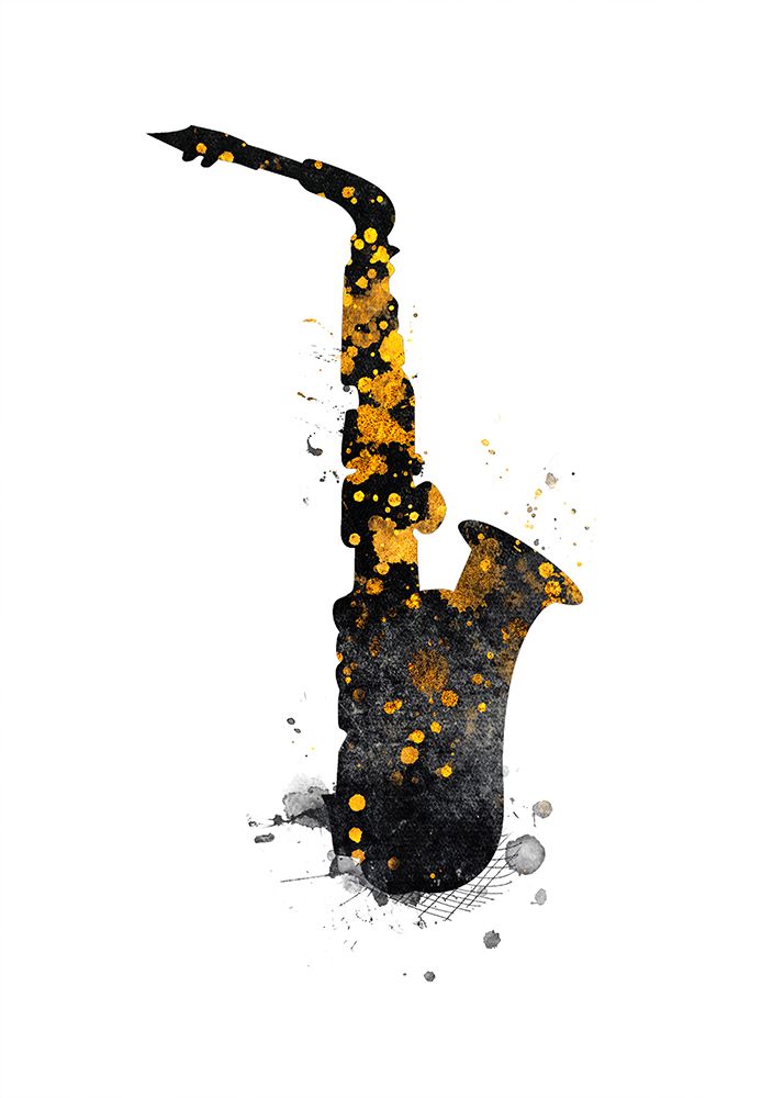 Black and Gold Music Art Saxophone art print by Justyna Jaszke for $57.95 CAD