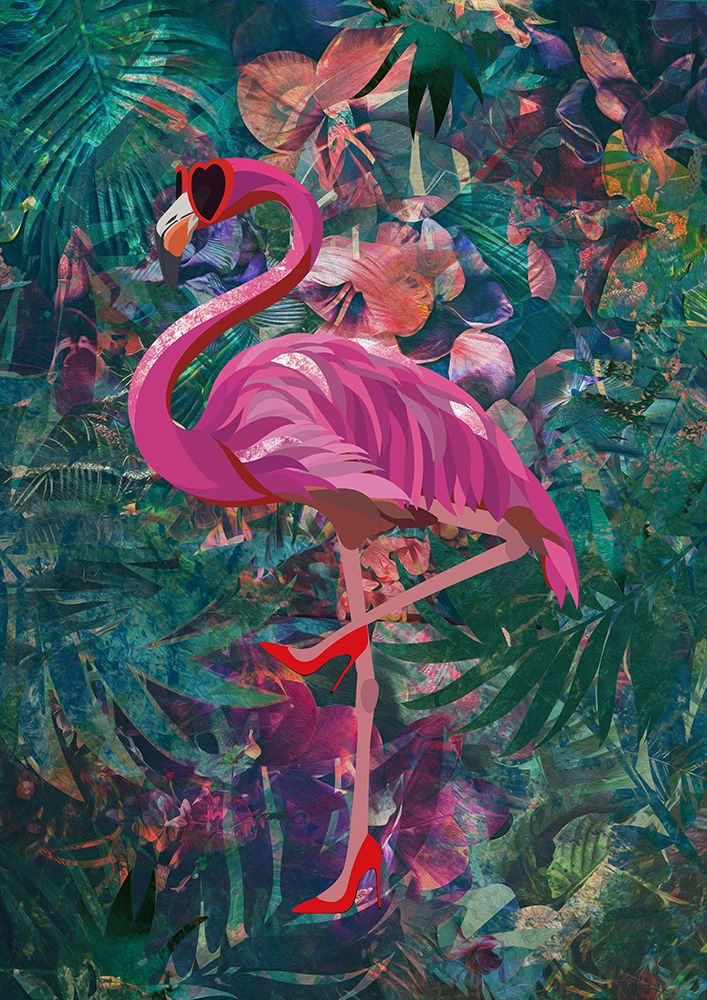 Tropical Floral Jungle - Flamingo in heels art print by Sarah Manovski for $57.95 CAD