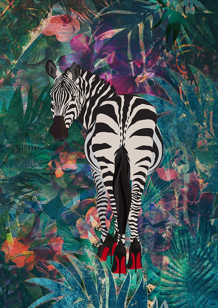 Tropical Floral Jungle - zebra in heels art print by Sarah Manovski for $57.95 CAD