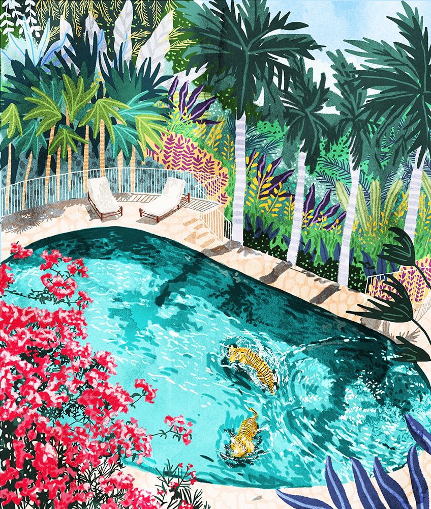 Tiger Tropical Luxury Villa Art Print art print by Uma Gokhale for $57.95 CAD