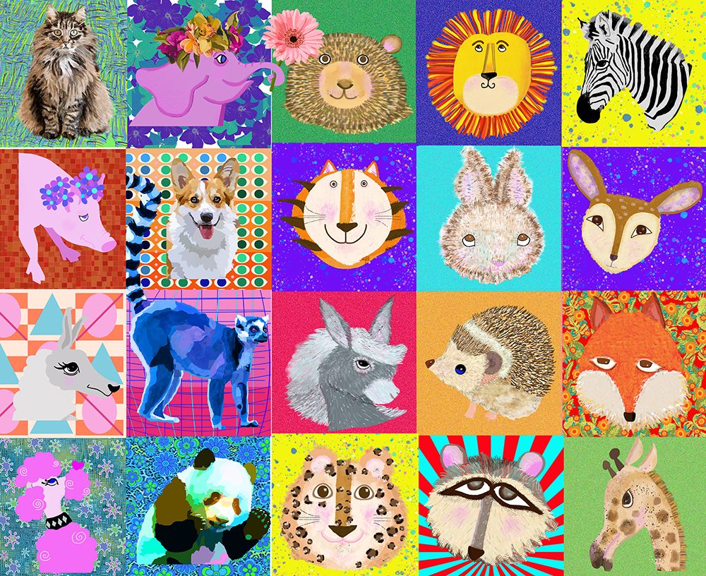 Pop Animal portraits 2 art print by Lynnda Rakos for $57.95 CAD