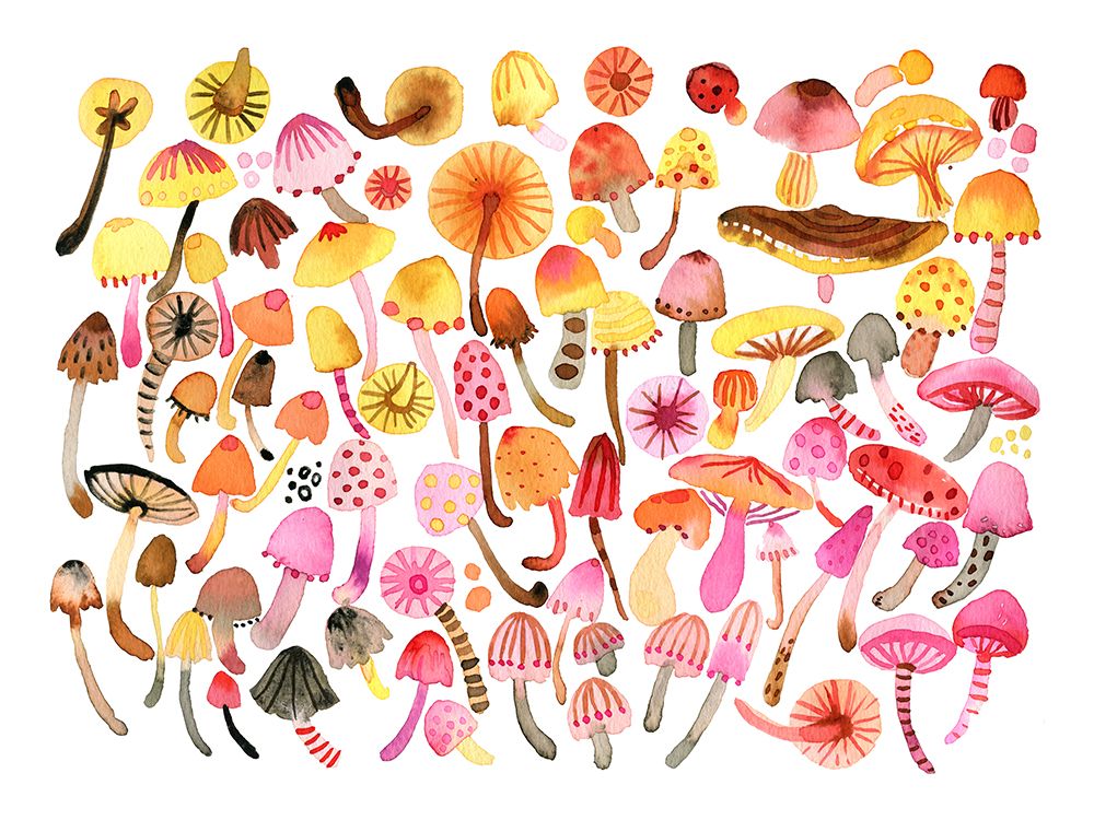 Forest Psychedelic Mushrooms art print by Ninola Design for $57.95 CAD