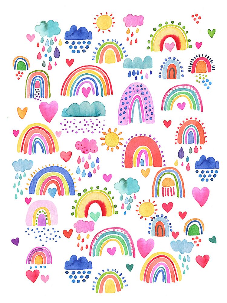 Lovely Happy Rainbows Sun Colourful art print by Ninola Design for $57.95 CAD