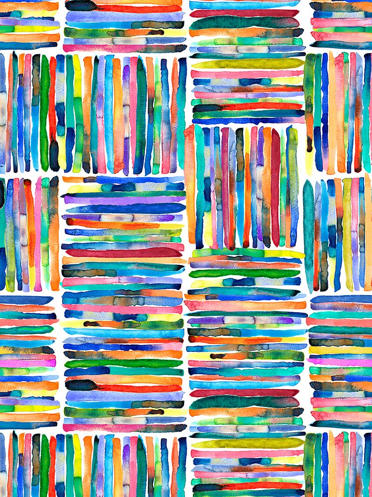 Watercolor Colorful Handpainted Stripes art print by Ninola Design for $57.95 CAD