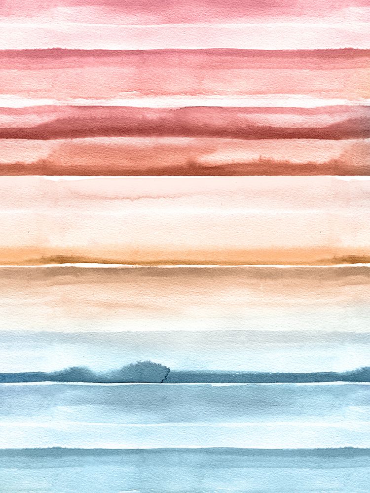 Watercolor Stripes Summer Sunset Ii art print by Ninola Design for $57.95 CAD