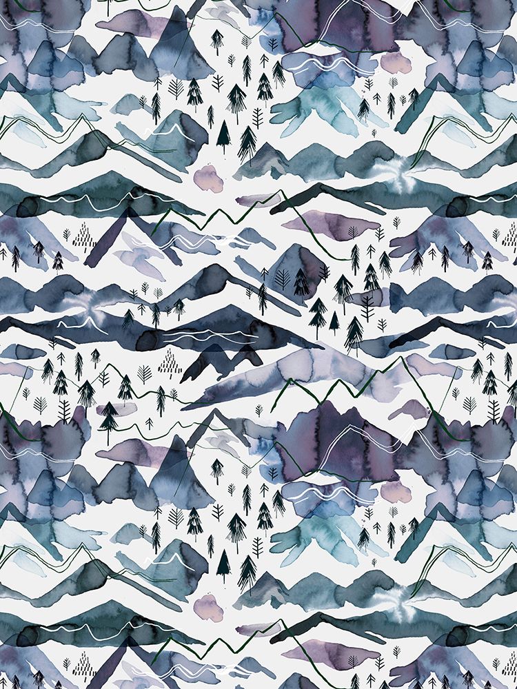 Watercolor Mountains Blue art print by Ninola Design for $57.95 CAD