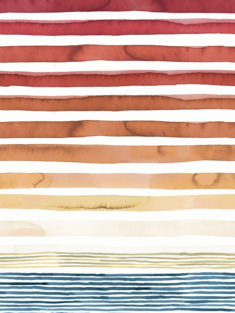 Watercolor Stripes Summer Sunset I art print by Ninola Design for $57.95 CAD