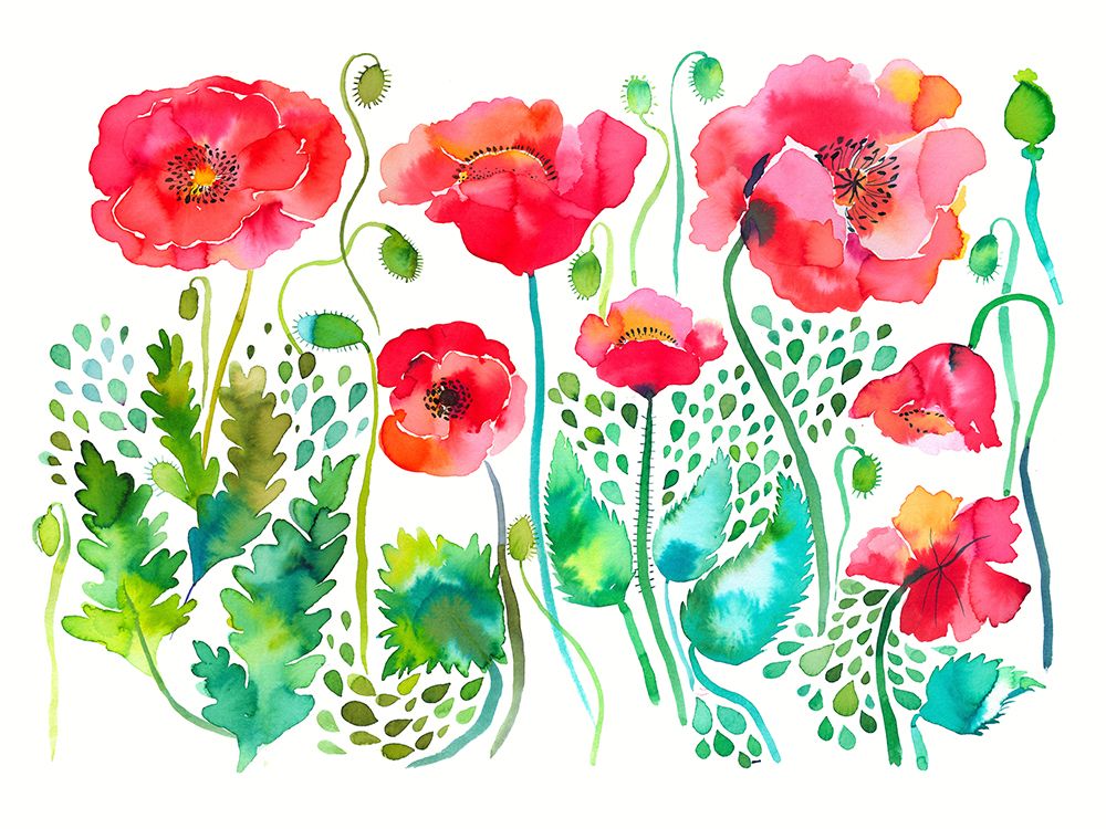 Red Spring Poppies Meadow art print by Ninola Design for $57.95 CAD