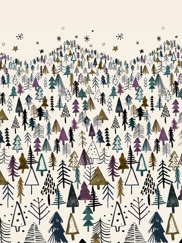 Trees Forest Mountain Purple art print by Ninola Design for $57.95 CAD