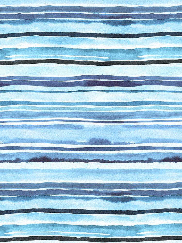 Summer Watercolour Stripes Blue Sea art print by Ninola Design for $57.95 CAD