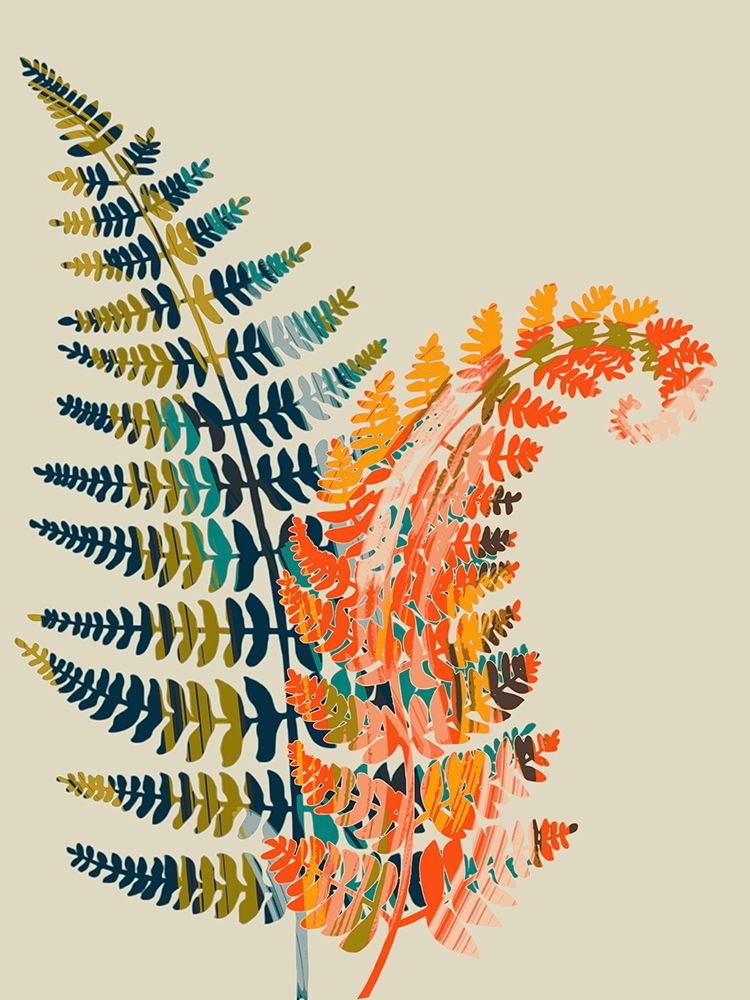 Colorful Fern Leaves art print by Annick for $57.95 CAD